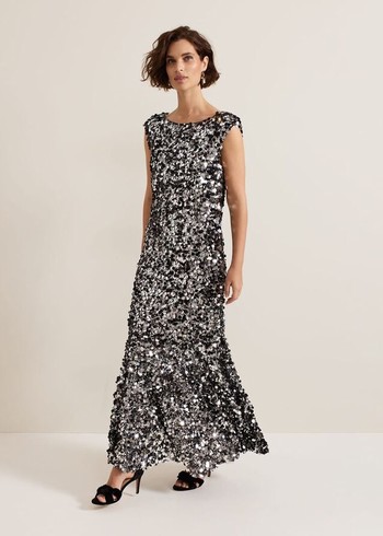 Phase Eight Nina Sequin Dress Black/Multicolor Australia | EA8524609